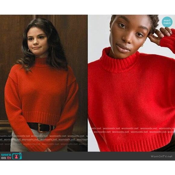 Aritzia Wilfred Free Harper Sweater Merino Wool Turtleneck Bright Red Size Small - Picture 2 of 13